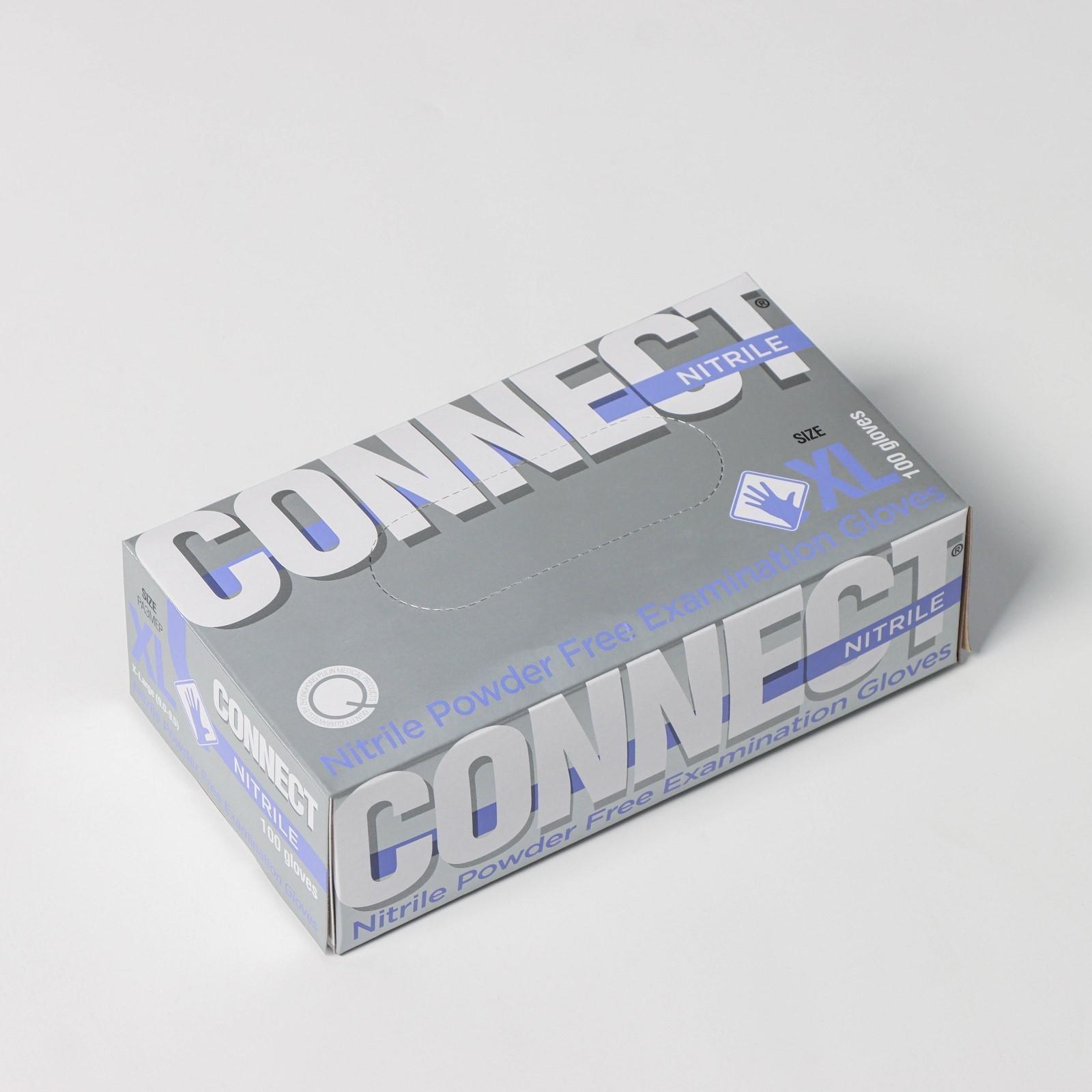 Перчатки нитриловые «Nitrile», смотровые, нестерильные, размер XL, 100 шт/уп (50 пар), цвет голубой