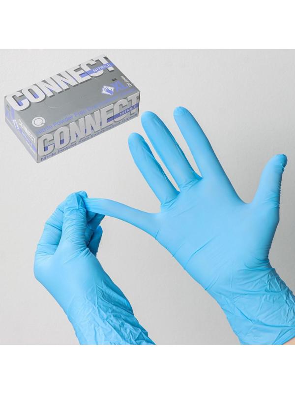 Перчатки нитриловые «Nitrile», смотровые, нестерильные, размер XL, 100 шт/уп (50 пар), цвет голубой