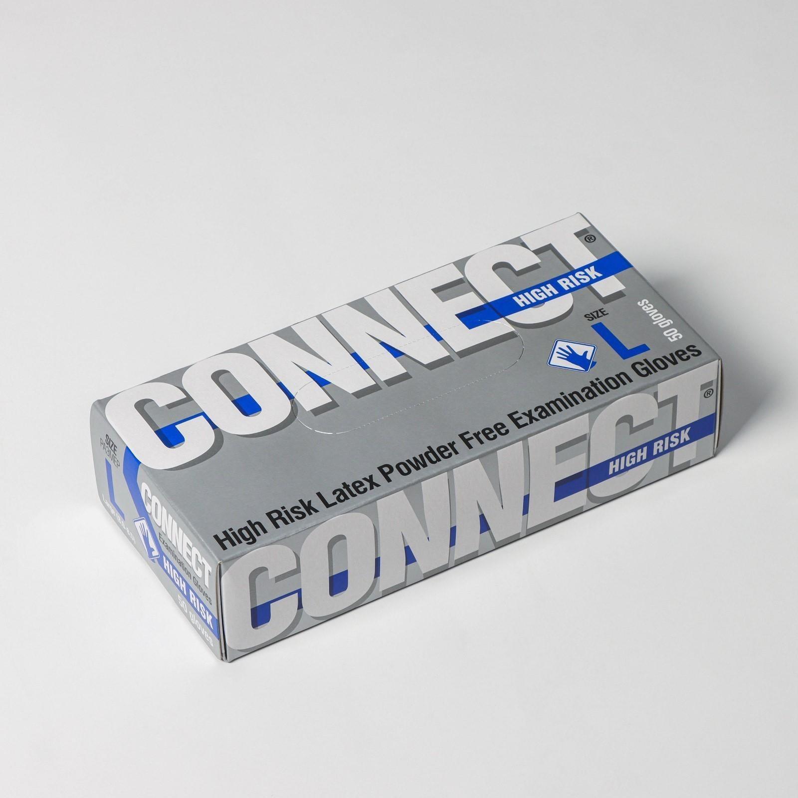 Перчатки латексные «High Risk», смотровые, нестерильные, размер L, 50 шт/уп (25 пар), цвет синий