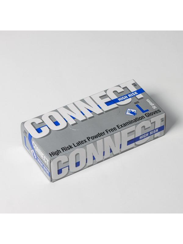 Перчатки латексные «High Risk», смотровые, нестерильные, размер L, 50 шт/уп (25 пар), цвет синий