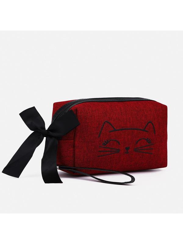 Косметичка на молнии, с подкладом, цвет бордовый