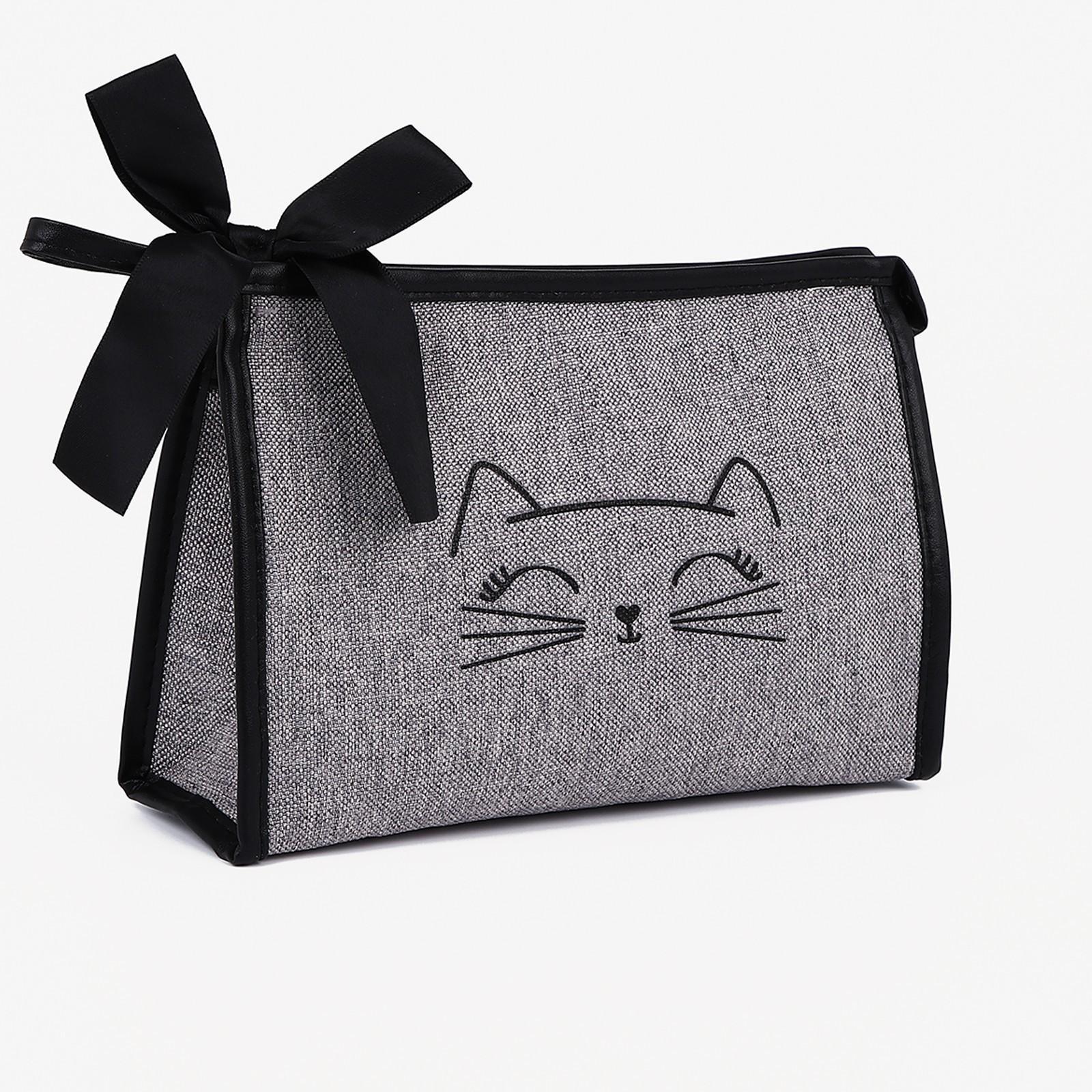 Косметичка на молнии, с подкладкой, цвет серый