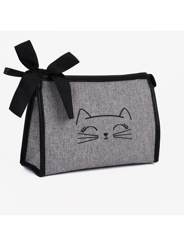 Косметичка на молнии, с подкладкой, цвет серый