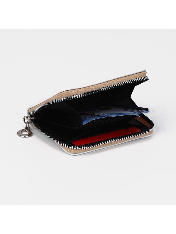 Кошелёк на молнии, отдел для карт, для монет, цвет зелёный