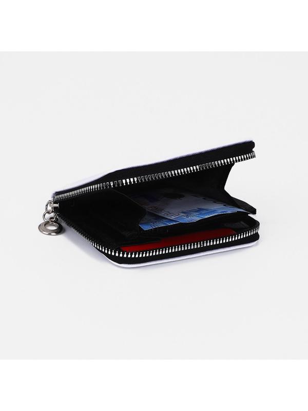 Кошелёк на молнии, отдел для карт, для монет, цвет белый/розовый