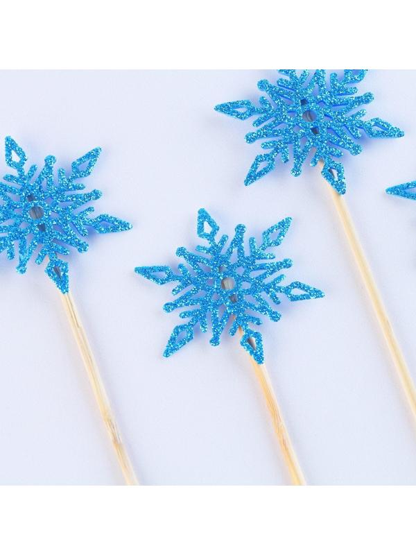 Шпажки «Снежинка», уголок, в наборе 6 штук, голубые