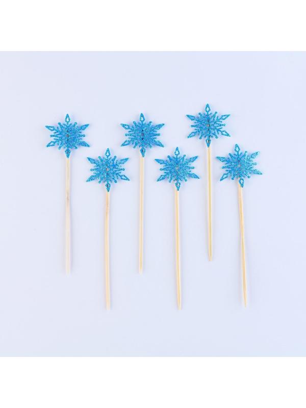 Шпажки «Снежинка», уголок, в наборе 6 штук, голубые