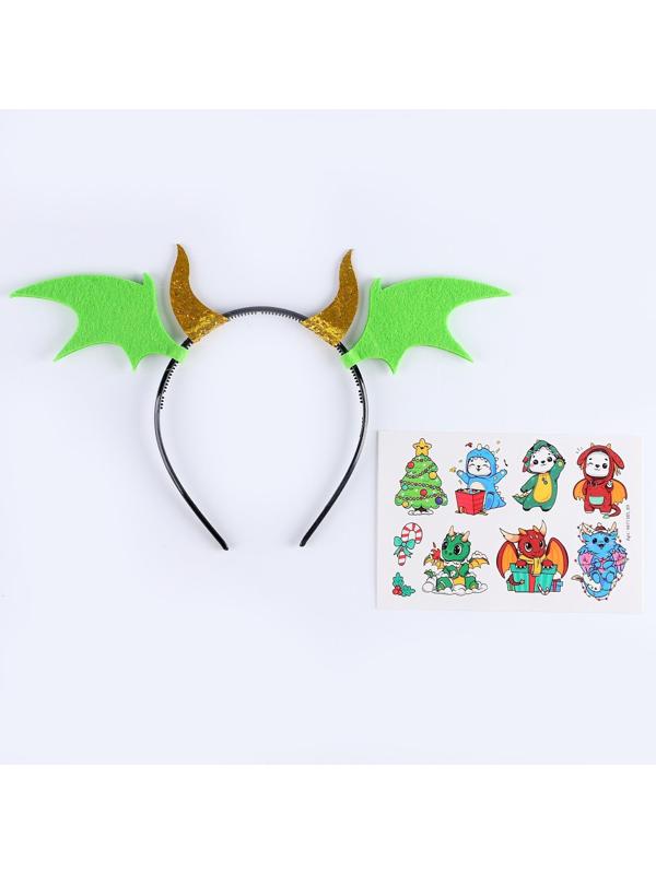 Набор для творчества «Символ года», зелёный, 2 предмета: ободок и тату