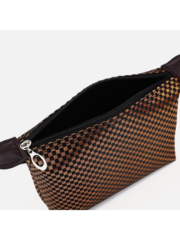 Косметичка на молнии, цвет темно-коричневый