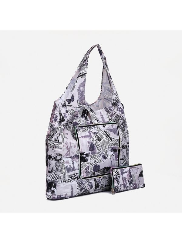 Сумка хозяйственная на кнопке, цвет чёрный