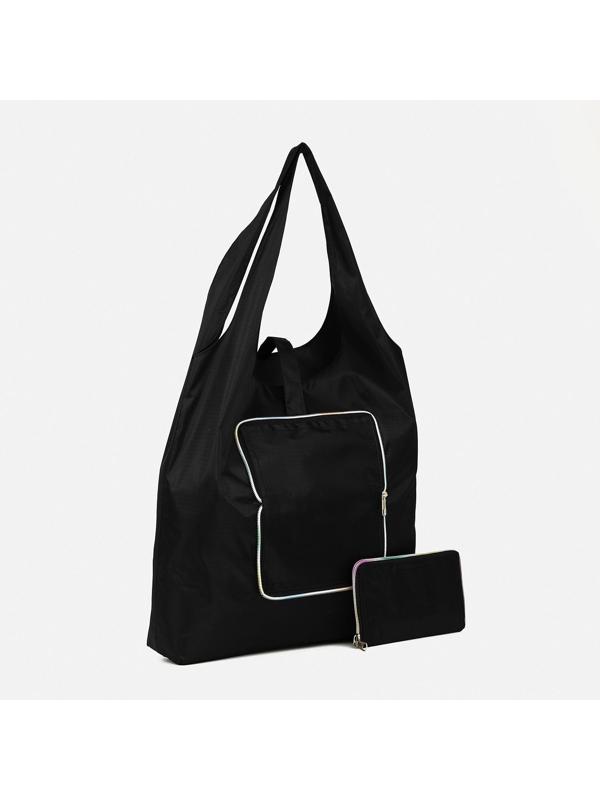 Сумка хозяйственная на кнопке, цвет чёрный