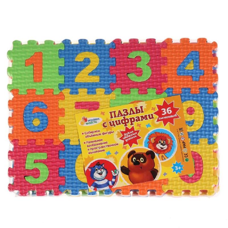 Коврик-пазл мини Играем вместе ЭКРАН с цифрами,5х5смх36эл/наб D18587NUM-CRT