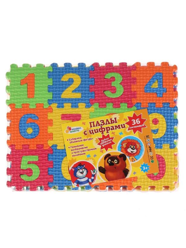 Коврик-пазл мини Играем вместе ЭКРАН с цифрами,5х5смх36эл/наб D18587NUM-CRT