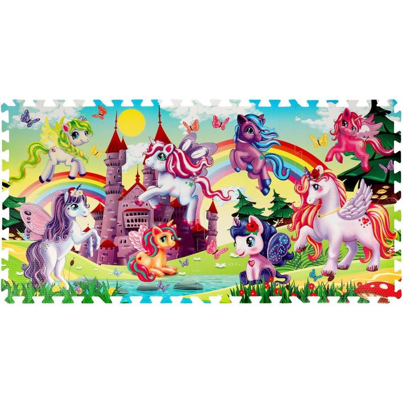 Коврик-пазл Играем вместе Единороги 8 сегм/наб по 31,5х31,5см FS-UC