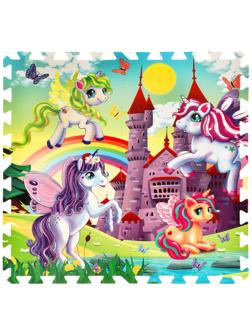 Коврик-пазл Играем вместе Единороги 8 сегм/наб по 31,5х31,5см FS-UC
