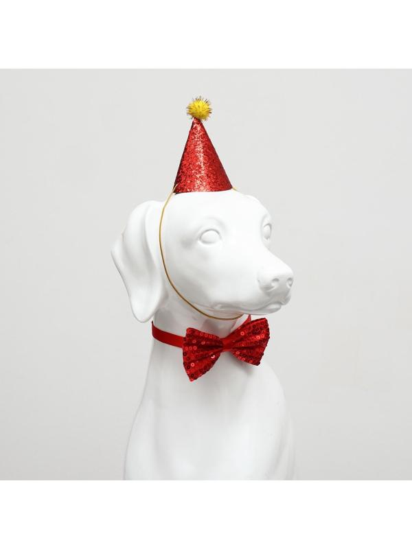 Набор для праздника (колпак+бантик), красный
