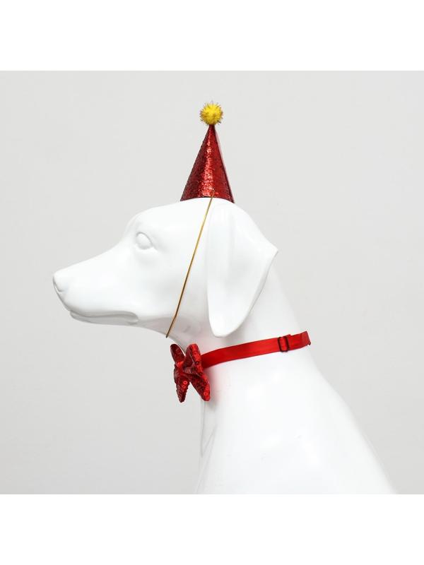 Набор для праздника (колпак+бантик), красный