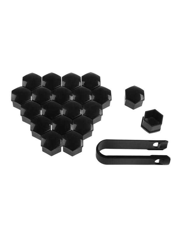 Защитный колпачок колесной гайки, 17 мм, съемник, набор 20 шт, черный