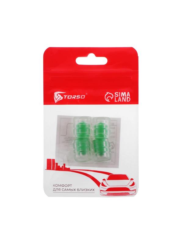 Колпачок на вентиль TORSO, светящийся,  набор 4 шт, зеленый