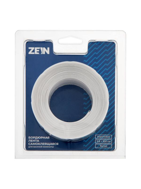 Лента бордюрная ZEIN, самоклеящаяся, для ванной комнаты, 3.8 х 320 см, акриловая, белая