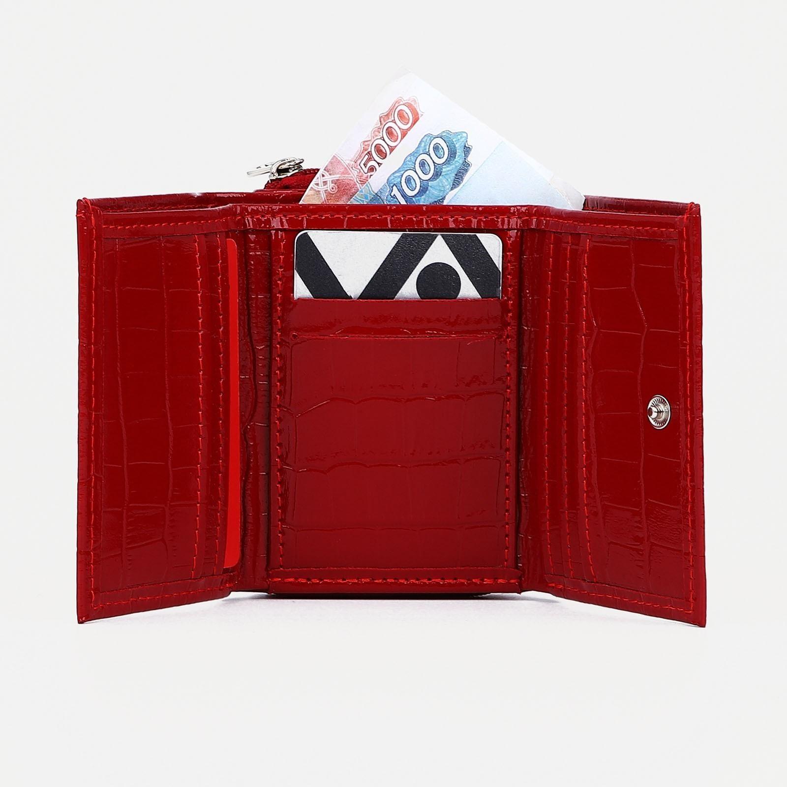 Кошелёк на молнии, цвет красный