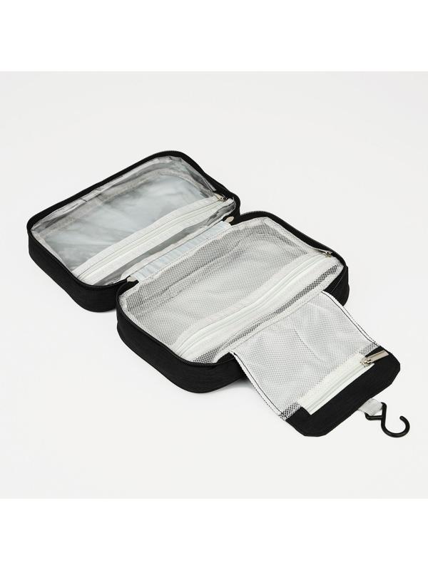 Косметичка-несессер на молнии, с крючком, цвет чёрный