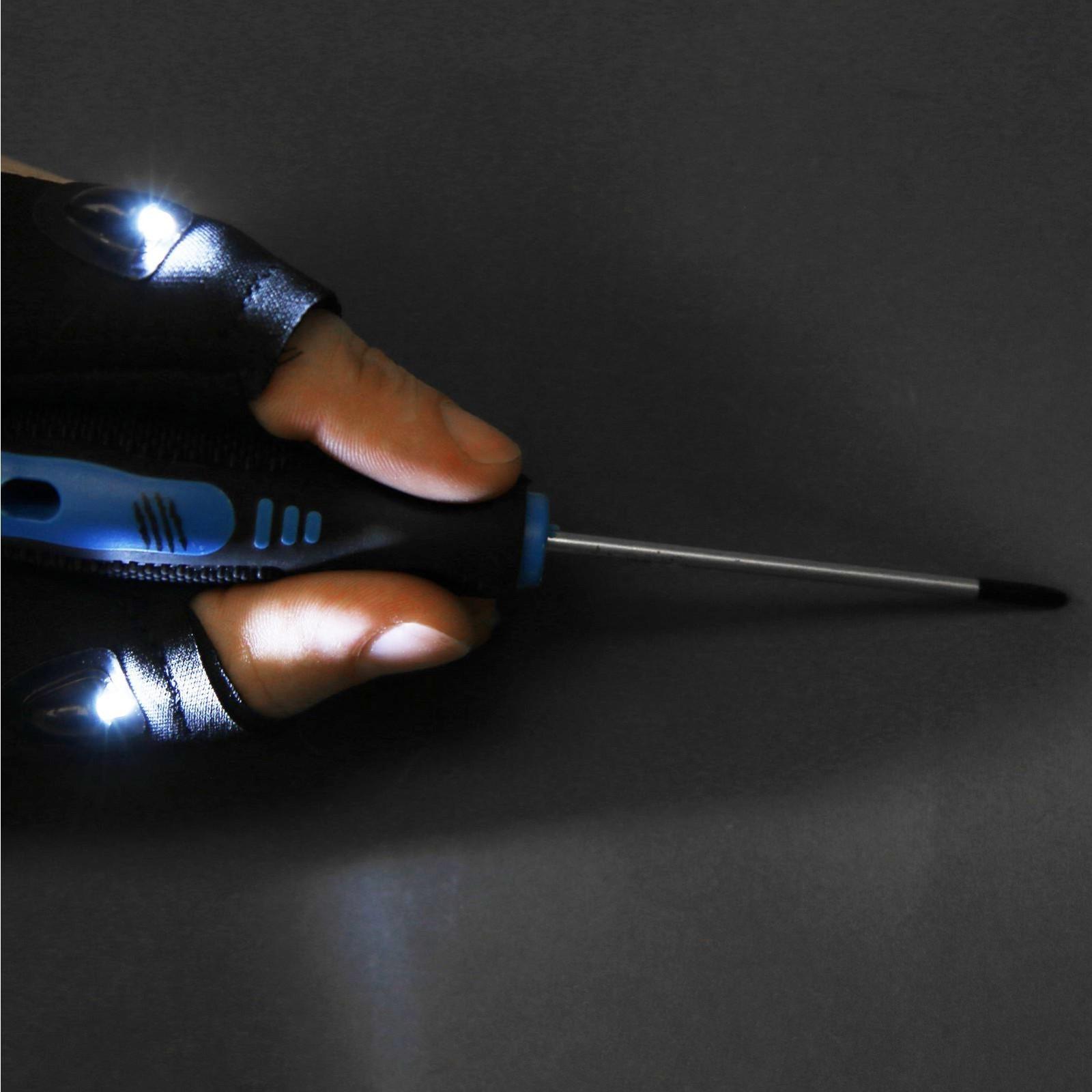 Перчатка ТУНДРА, со светодиодным фонариком и ремешком, левая