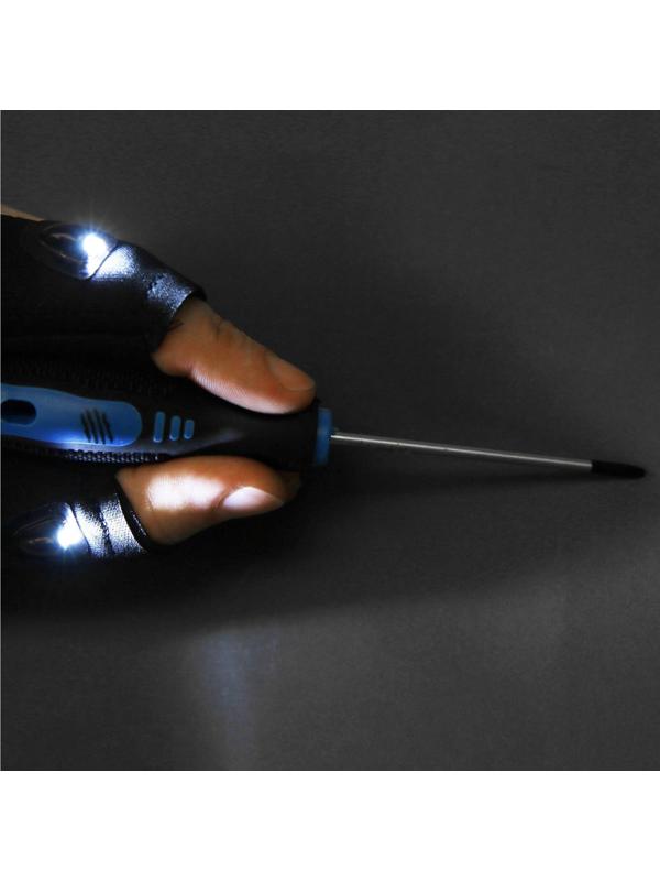 Перчатка ТУНДРА, со светодиодным фонариком и ремешком, левая