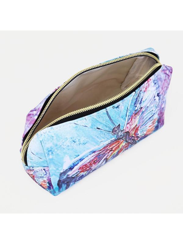 Косметичка на молнии, цвет голубой/разноцветный