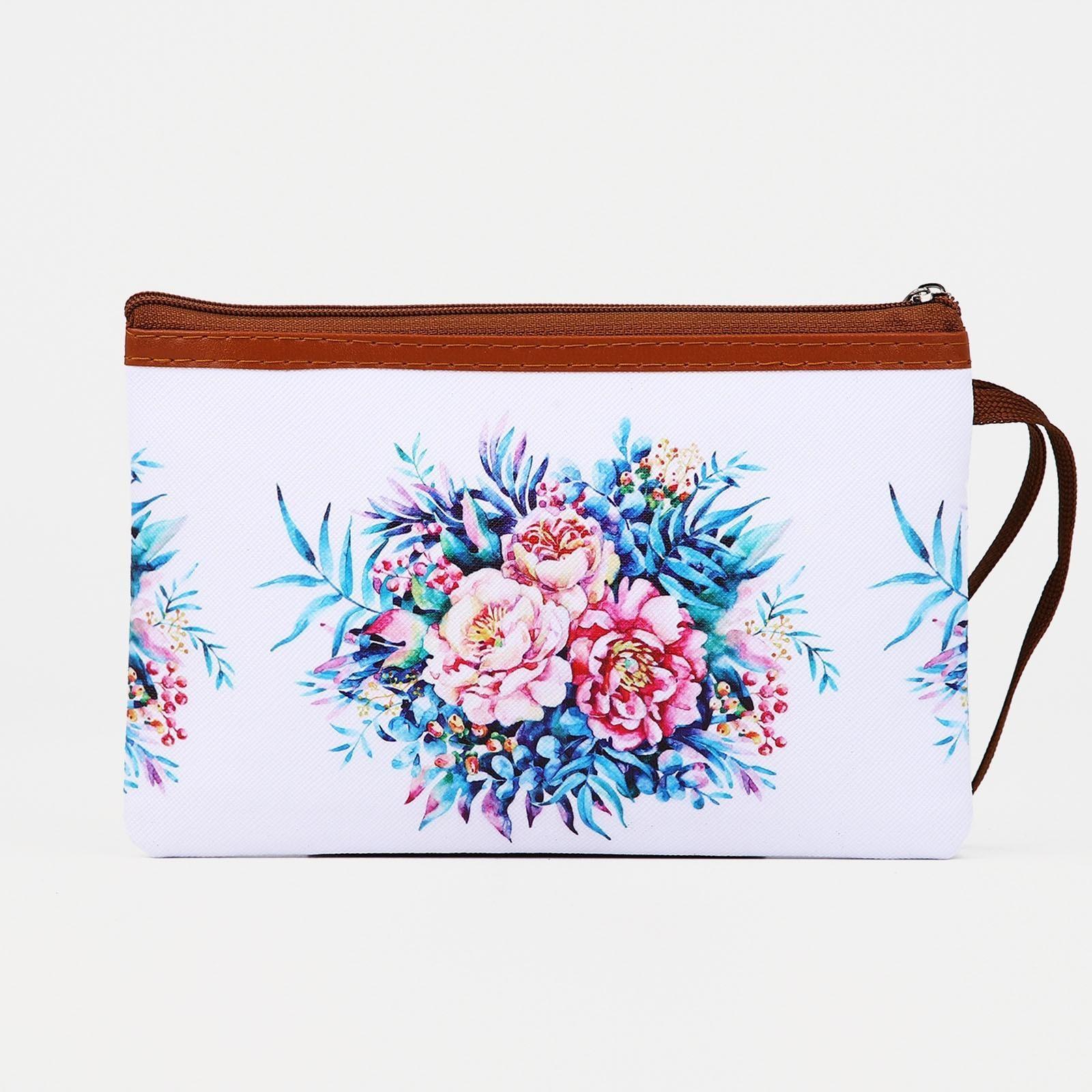 Косметичка на молнии, наружный карман, цвет белый