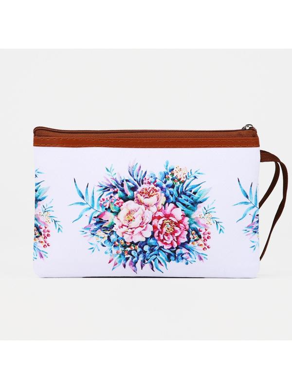 Косметичка на молнии, наружный карман, цвет белый