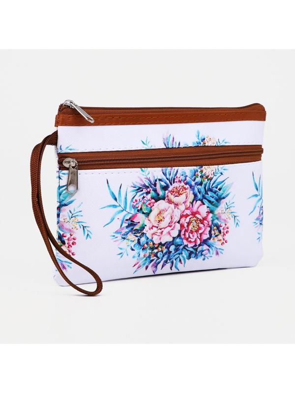 Косметичка на молнии, наружный карман, цвет белый