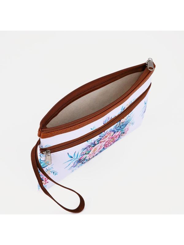 Косметичка на молнии, наружный карман, цвет белый