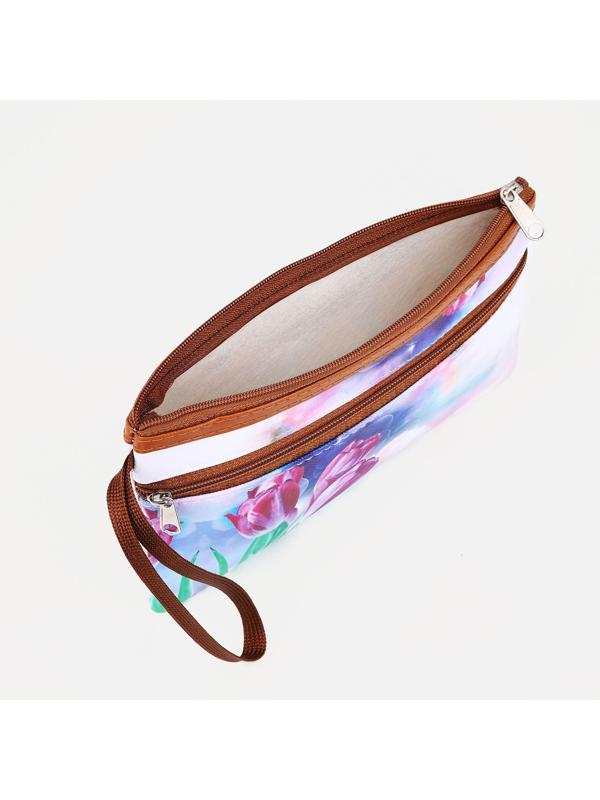 Косметичка на молнии, наружный карман, цвет розовый