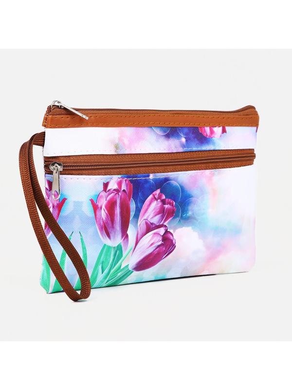 Косметичка на молнии, наружный карман, цвет розовый