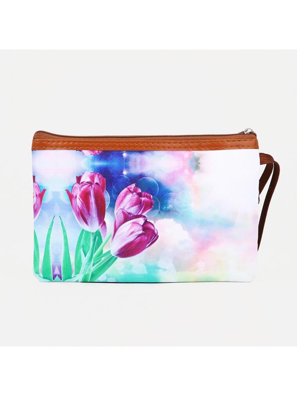 Косметичка на молнии, наружный карман, цвет розовый