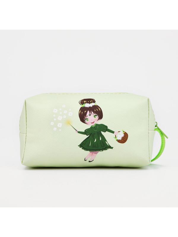 Косметичка на молнии, с ручкой, цвет зеленый