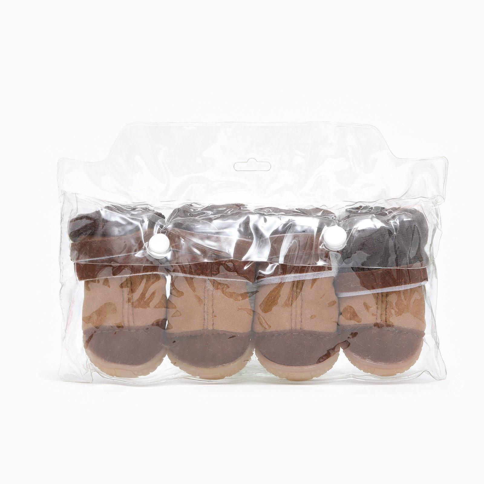 Ботинки высокие с чулком, набор 4 шт, размер 1 (подошва 4,4 х 3,6 см), коричневые