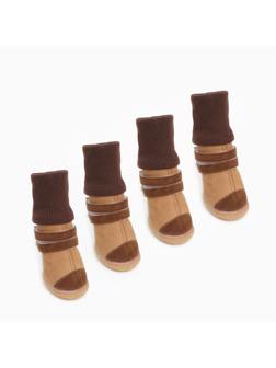 Ботинки высокие с чулком, набор 4 шт, размер 1 (подошва 4,4 х 3,6 см), коричневые