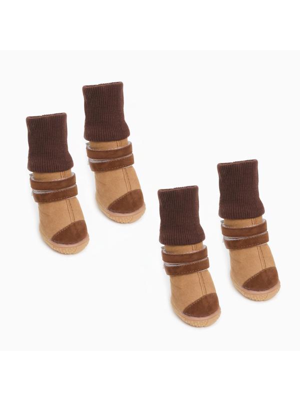 Ботинки высокие с чулком, набор 4 шт, размер 1 (подошва 4,4 х 3,6 см), коричневые