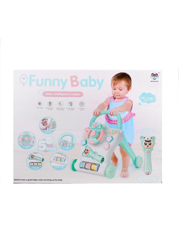 Каталка-ходунки-сортер Забавный малыш, свет, звук, микрофон, эл.пит. ААА*3 не
вх.в комплект