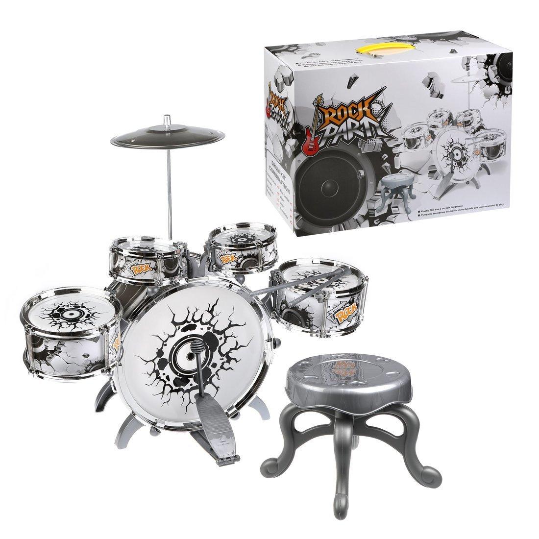 Барабанная установка Звезда Рока, 5 барабанов, тарелка, выс. 60 см, стульчик
выс. 28 см, палочки в комп.