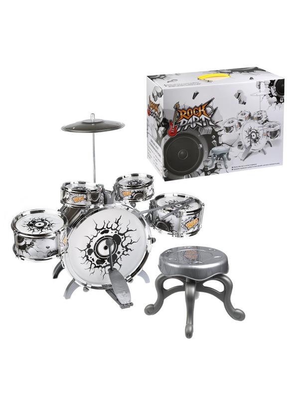 Барабанная установка Звезда Рока, 5 барабанов, тарелка, выс. 60 см, стульчик
выс. 28 см, палочки в комп.
