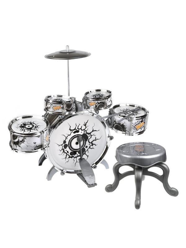 Барабанная установка Звезда Рока, 5 барабанов, тарелка, выс. 60 см, стульчик
выс. 28 см, палочки в комп.