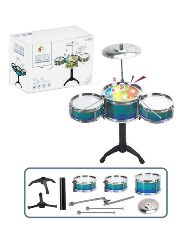 Музыкальный инструмент: барабанная установка, 3 барабана, тарелка, эл.пит.
АА*3, не вх.в компл., коробка