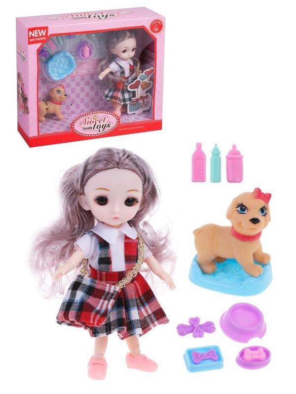 Игр.наб.Любимый питомец, в компл. кукла 15см., питомец, предм. 10шт., кор.