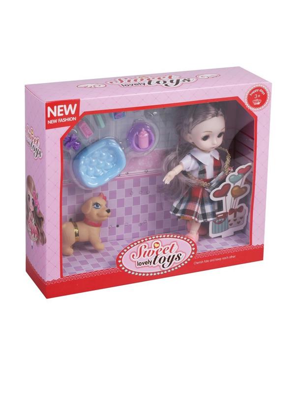 Игр.наб.Любимый питомец, в компл. кукла 15см., питомец, предм. 10шт., кор.