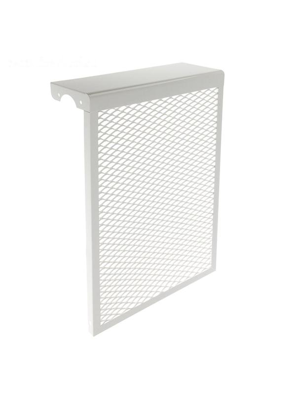 Экран на чугунный радиатор, 390 х 610 х 142 мм, 4 секции, металлический, белый