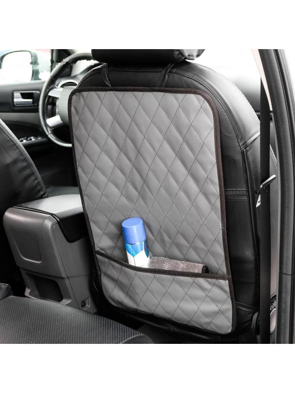 Накидка-незапинайка на спинку сиденья Cartage, экокожа, с карманом, 60 х 40 см, серый