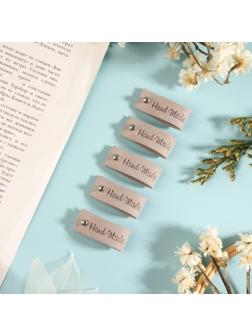 Бирка с кнопкой «Hand made», 8 × 1,5 см, 10 шт, цвет серый